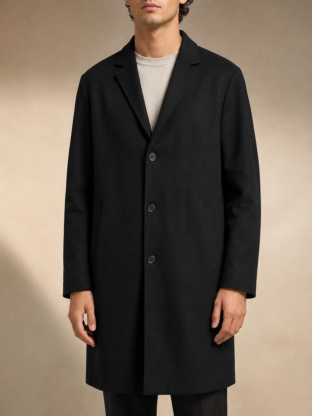Adolfo Dominguez Long Coat Mens 56 46 Black Wool Blend Button Classic Overcoat